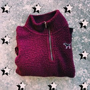 soft and fuzzy VS PINK Sherpa quarter zip